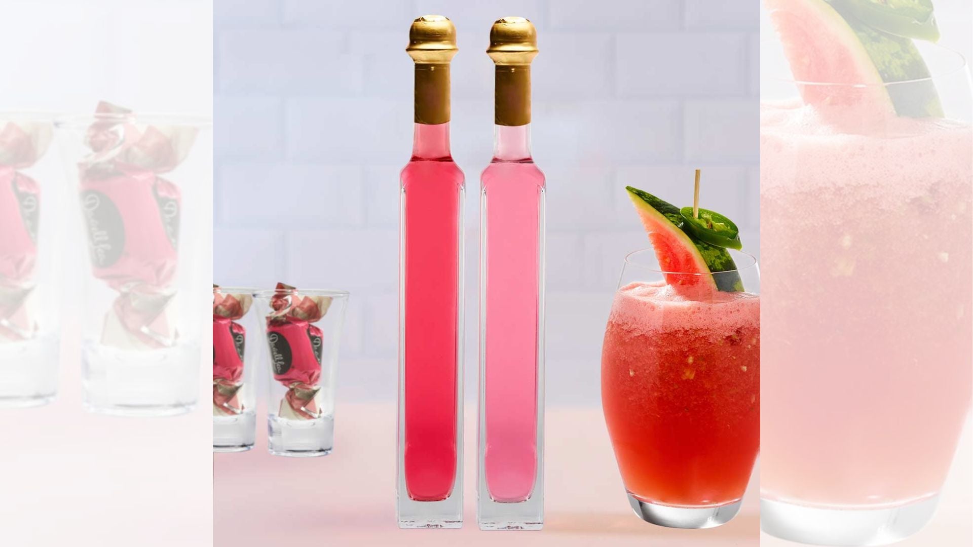 Ducale Bottles Filled with Watermelon Liqueur