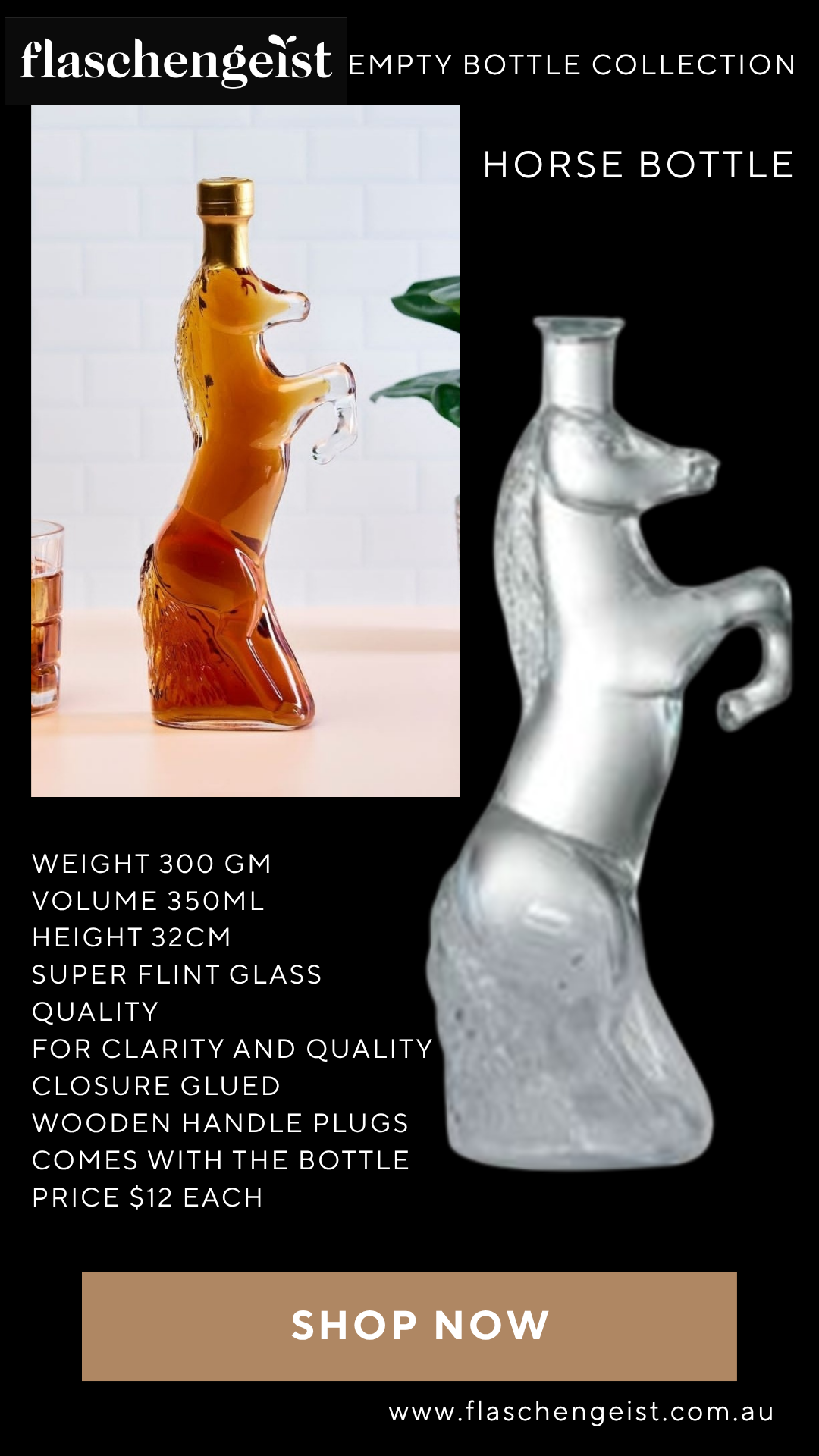Flaschengeist Empty Bottle - Horse 350ML