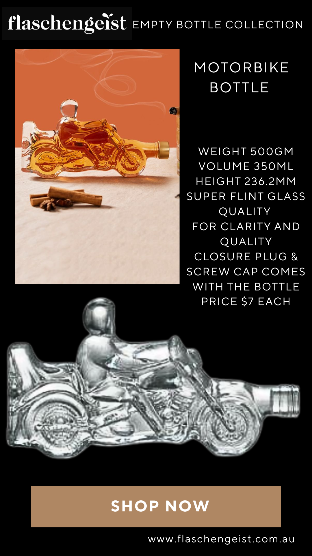 Flaschengeist Empty Bottle - Motorbike 350ML