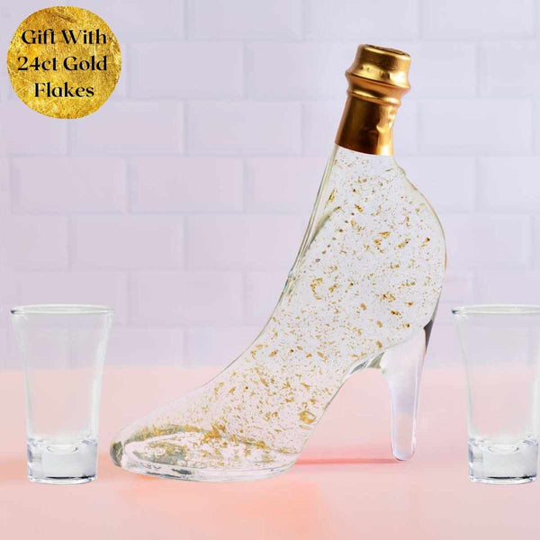 Shoe Bottle - with Vodka + 24 Carat Gold Flakes - Gift Box