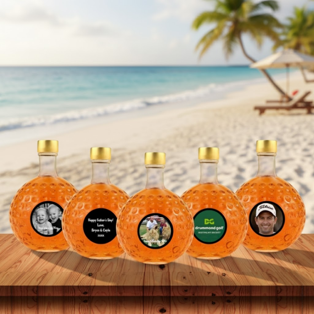 Flaschengeist Ultimate Personalised Gift: FREE Photo or Message on Our 500ml Golf Ball Gift Hamper 2 shot glasses + Flaschengeist Fine Chocolates