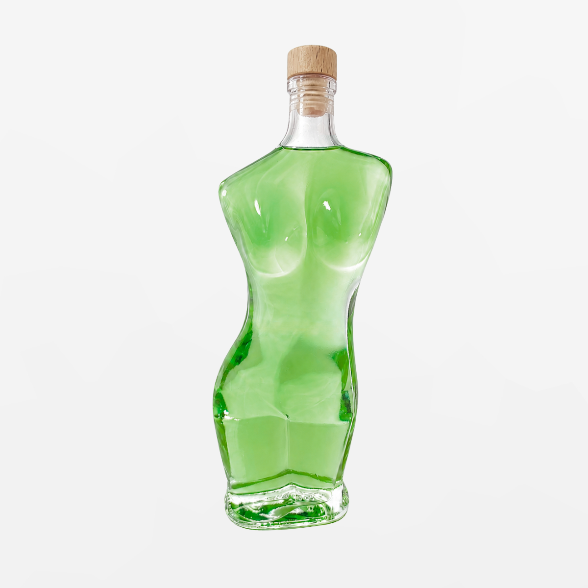 Flaschengeist Eve Decanter Birthday Gift — graceful, feminine handcrafted glass Eve decanter bottle filled with premium spirits, front-facing hero shot on cream background