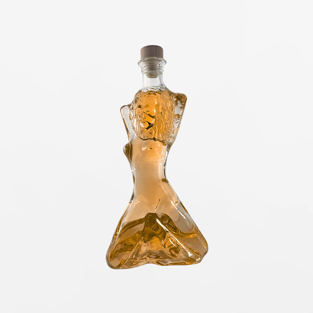 Flaschengeist Goddess Birthday Gift — stunning, sculptural handcrafted glass Goddess bottle filled with premium spirits, front-facing hero shot on cream background