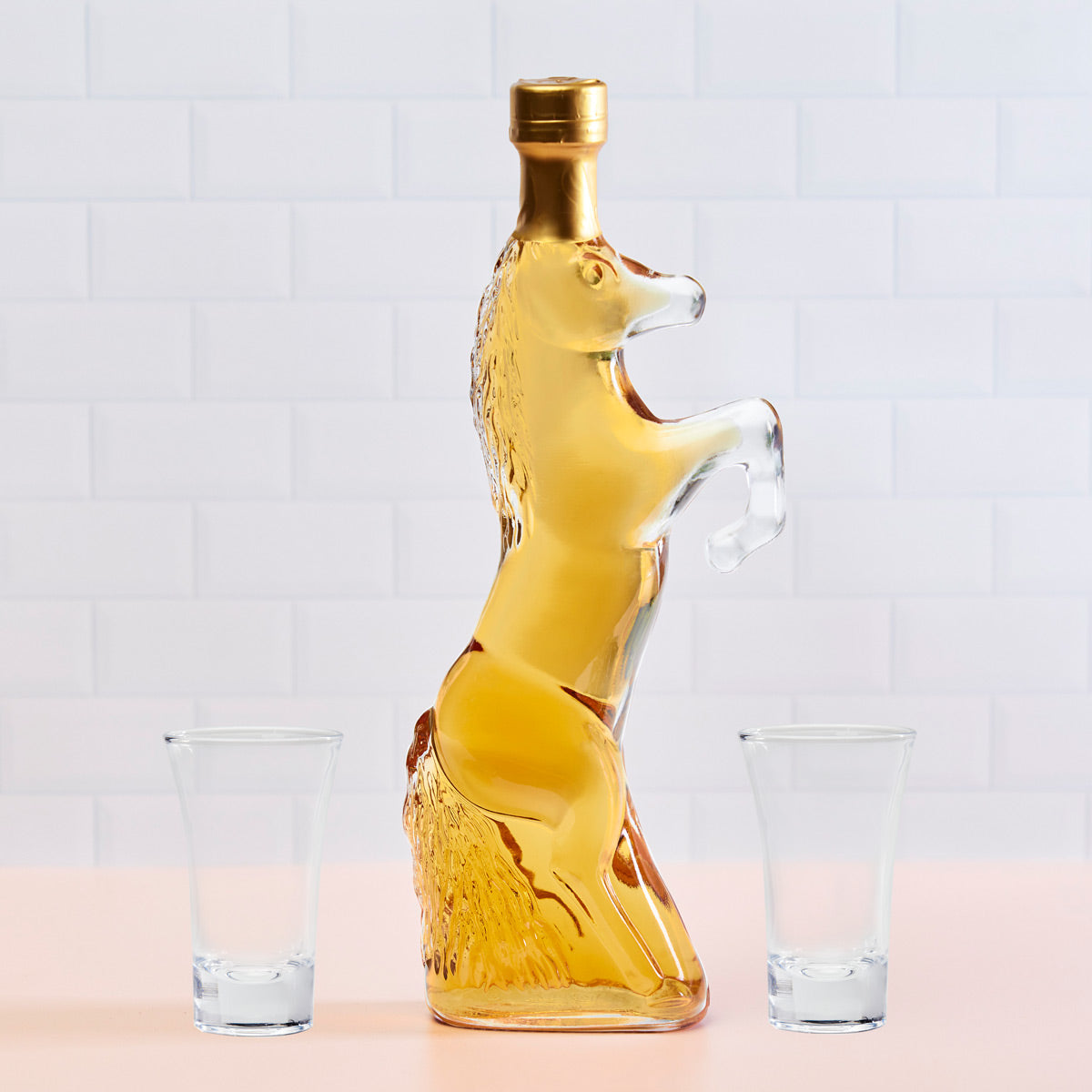Flaschengeist Horse Bottle + Fine Chocolates + 2 shot glasses Gift Box - A Timeless Tribute