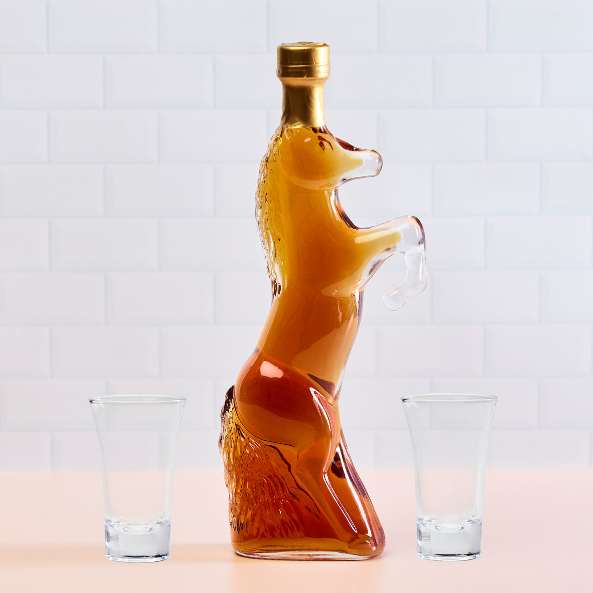 Flaschengeist Horse Bottle + Fine Chocolates + 2 shot glasses Gift Box - A Timeless Tribute