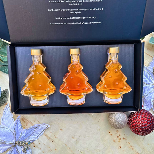 Trio Christmas Tree Bottle Set - with Spirits - Gift Box