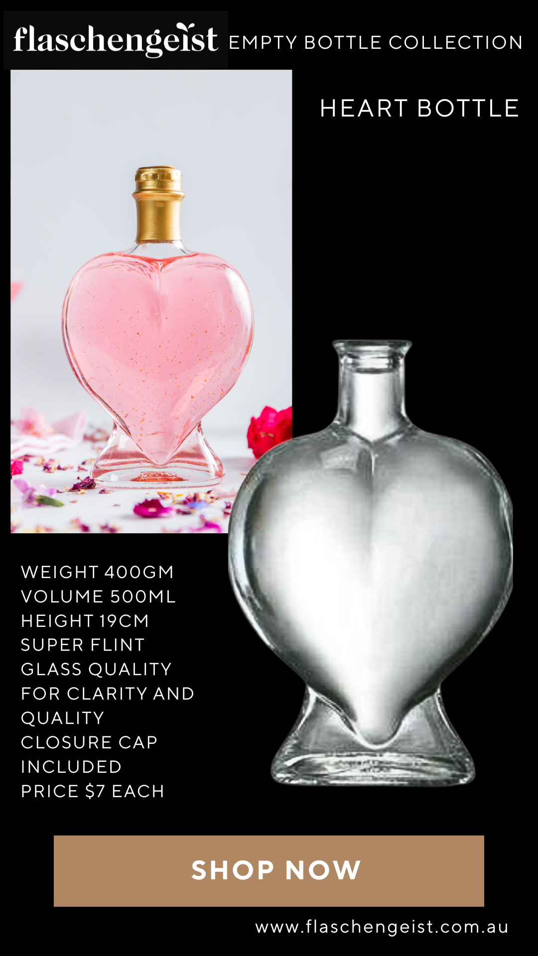 Flaschengeist Empty Bottle - Heart 500 ml
