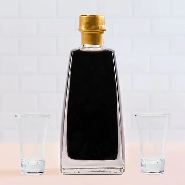 Chocolate Port Liqueur Mixed with Johnnie Walker in a Flask Decanter Bottle