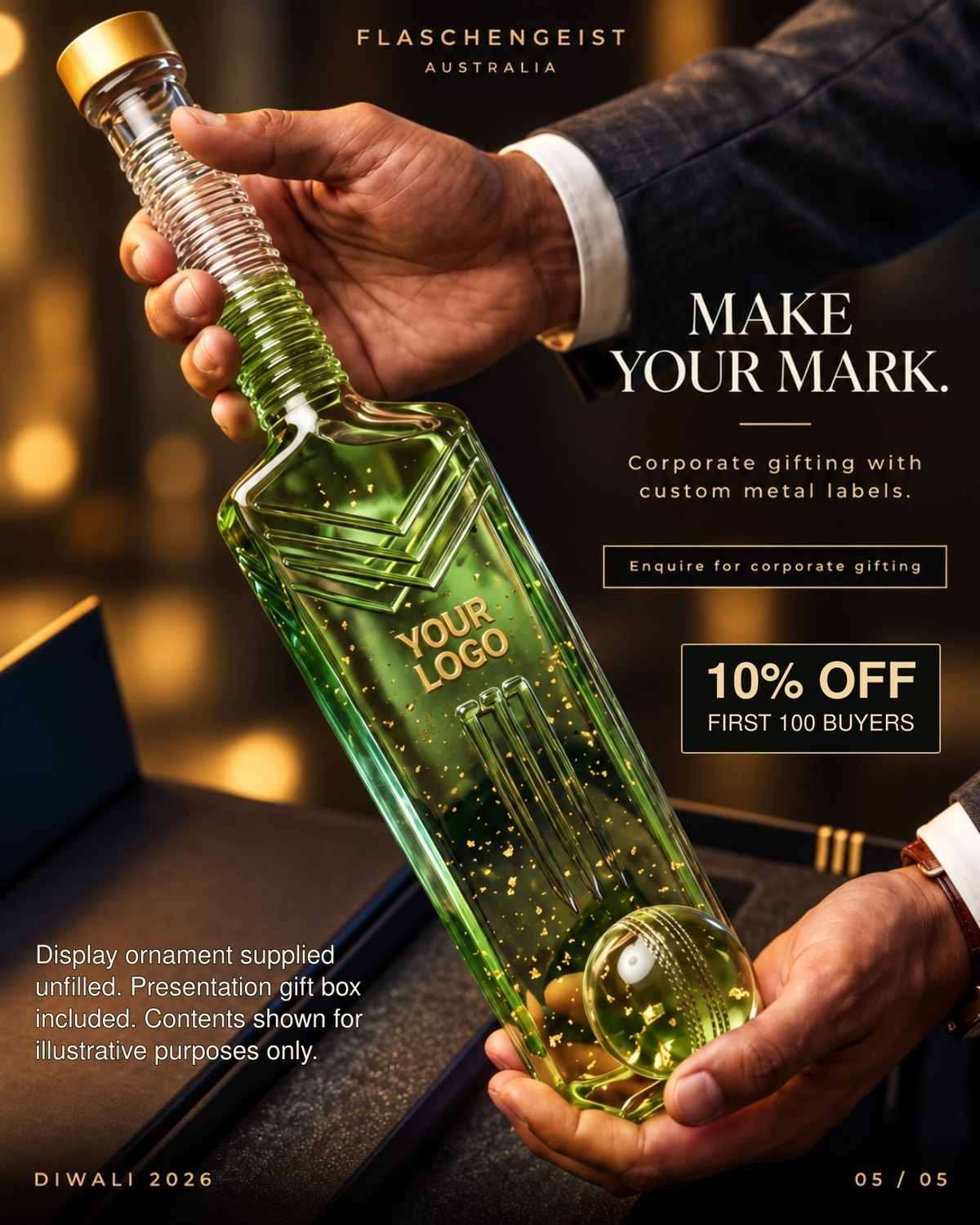 Flaschengeist 350ml Cricket Bat Collection – Diwali 2026