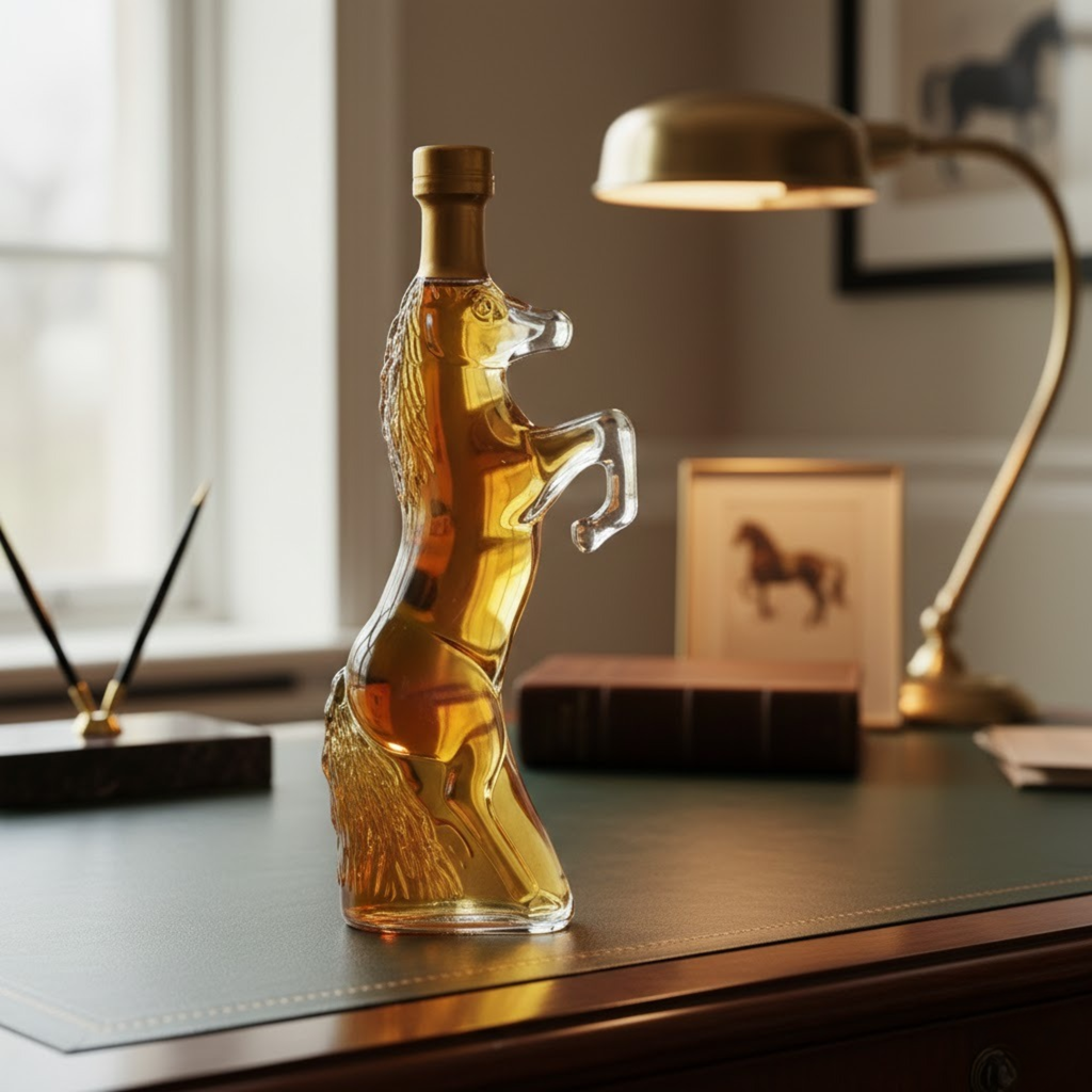 Flaschengeist Horse Bottle + Fine Chocolates + 2 shot glasses Gift Box - A Timeless Tribute