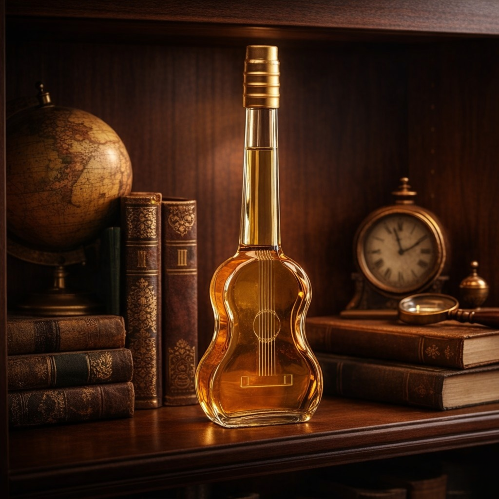 Flaschengeist Guitar Bottle - Gift Box + 2 Shot Glasses  - The Perfect Gift for Music Lovers