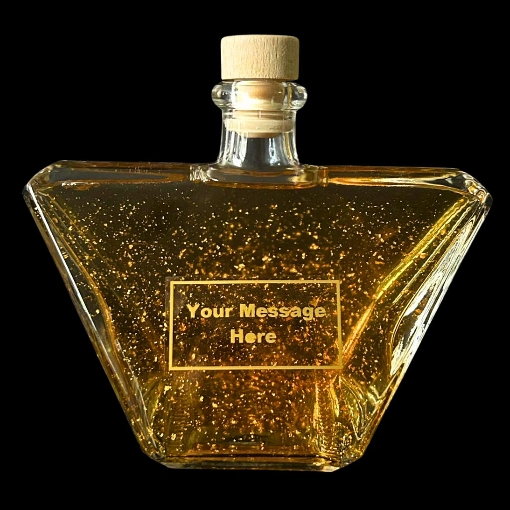 Flaschengeist Amadeus 500ml Decanter + 24 Carat Gold Flakes + Flaschengeist Fine Chocolate + 2 shot glasses Collection | Personalised Luxury Gift