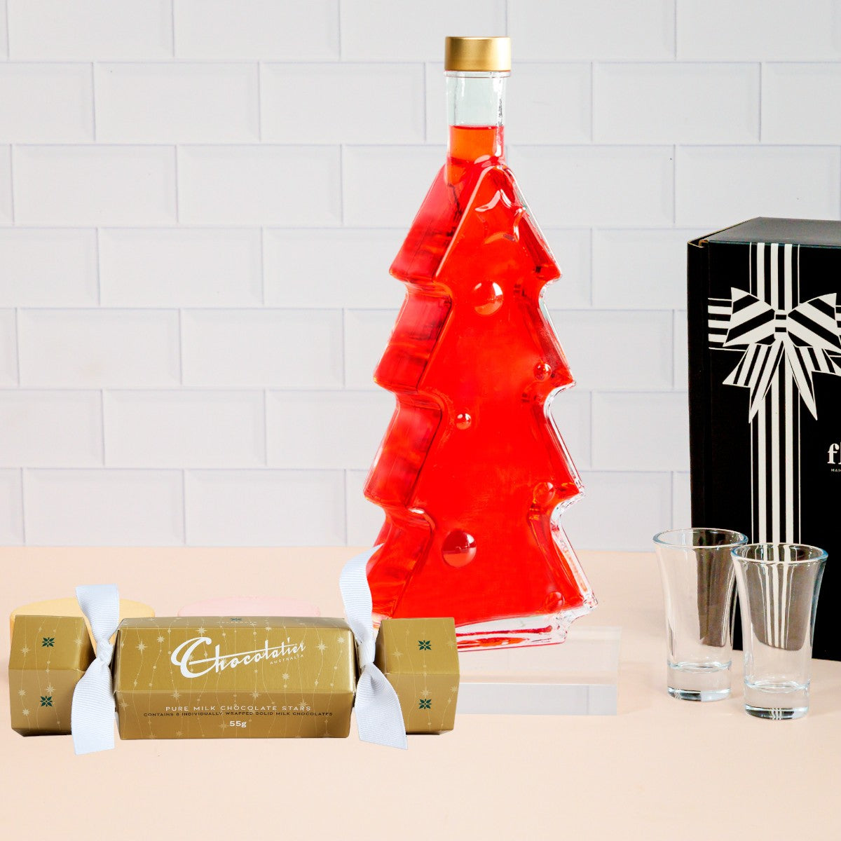 Christmas Tree Bottle and Bon Bon Gift Box
