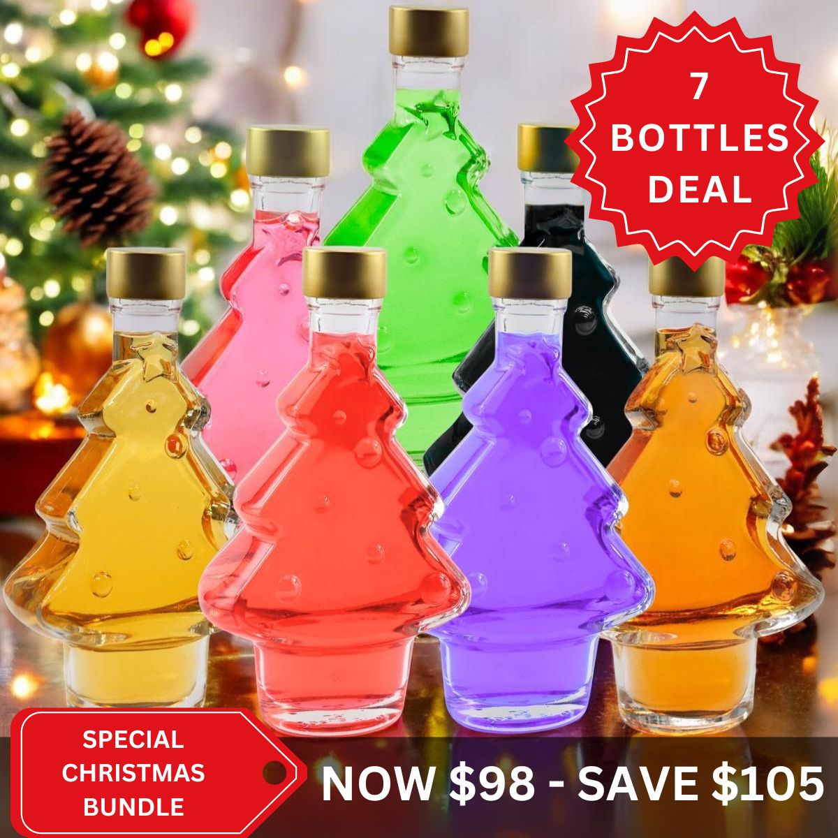 Christmas Tree Bottle 200ml - Special 7 Bottles Only Bundle