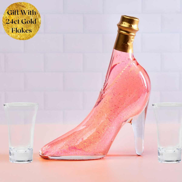 Shoe Bottle - with Pink Gin + 24 Carat Gold Flakes - Gift Box