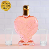 Love Heart Bottle -  Pink Gin + 24 Carat Gold Flakes - Gift Box