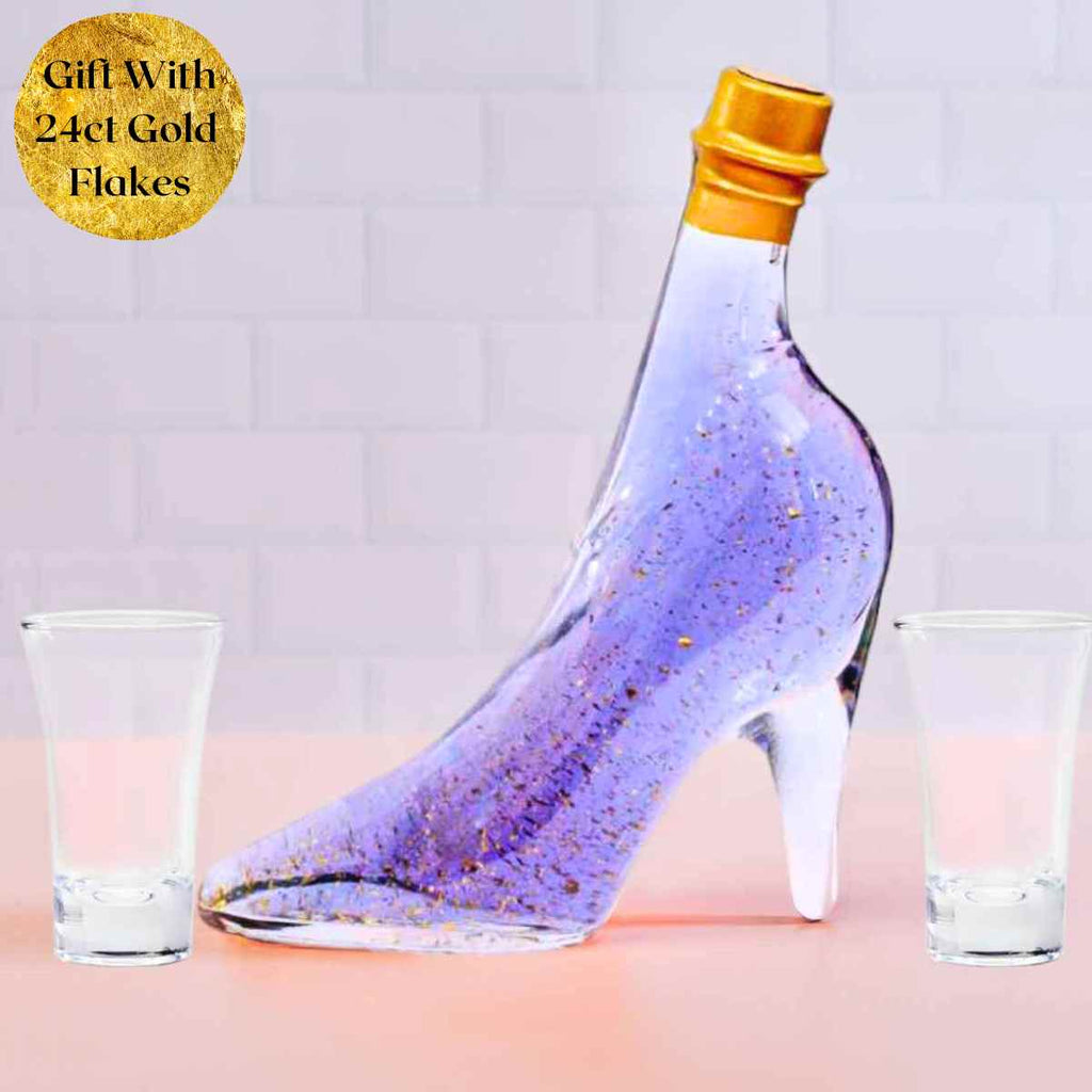 Flaschengeist Shoe Bottle - +24 Carat Gold Flakes + 2 shot glasses