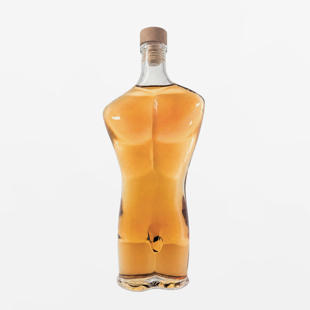 Flaschengeist Adam Decanter Birthday Gift — masculine, sculptural handcrafted glass Adam decanter bottle filled with premium spirits, front-facing hero shot on cream background