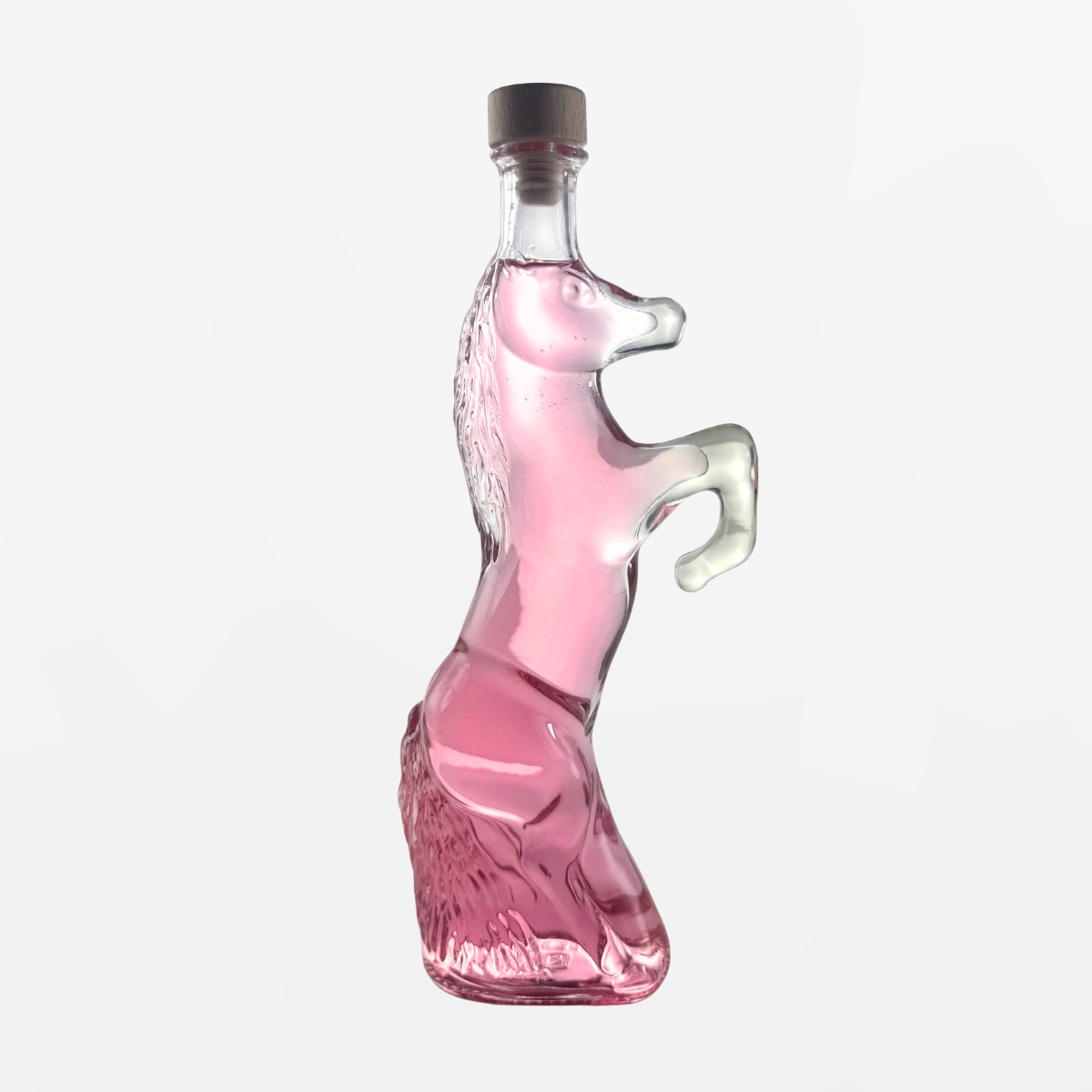 Flaschengeist Horse Birthday Gift — majestic handcrafted glass horse bottle filled with premium spirits, front-facing hero shot on cream background
