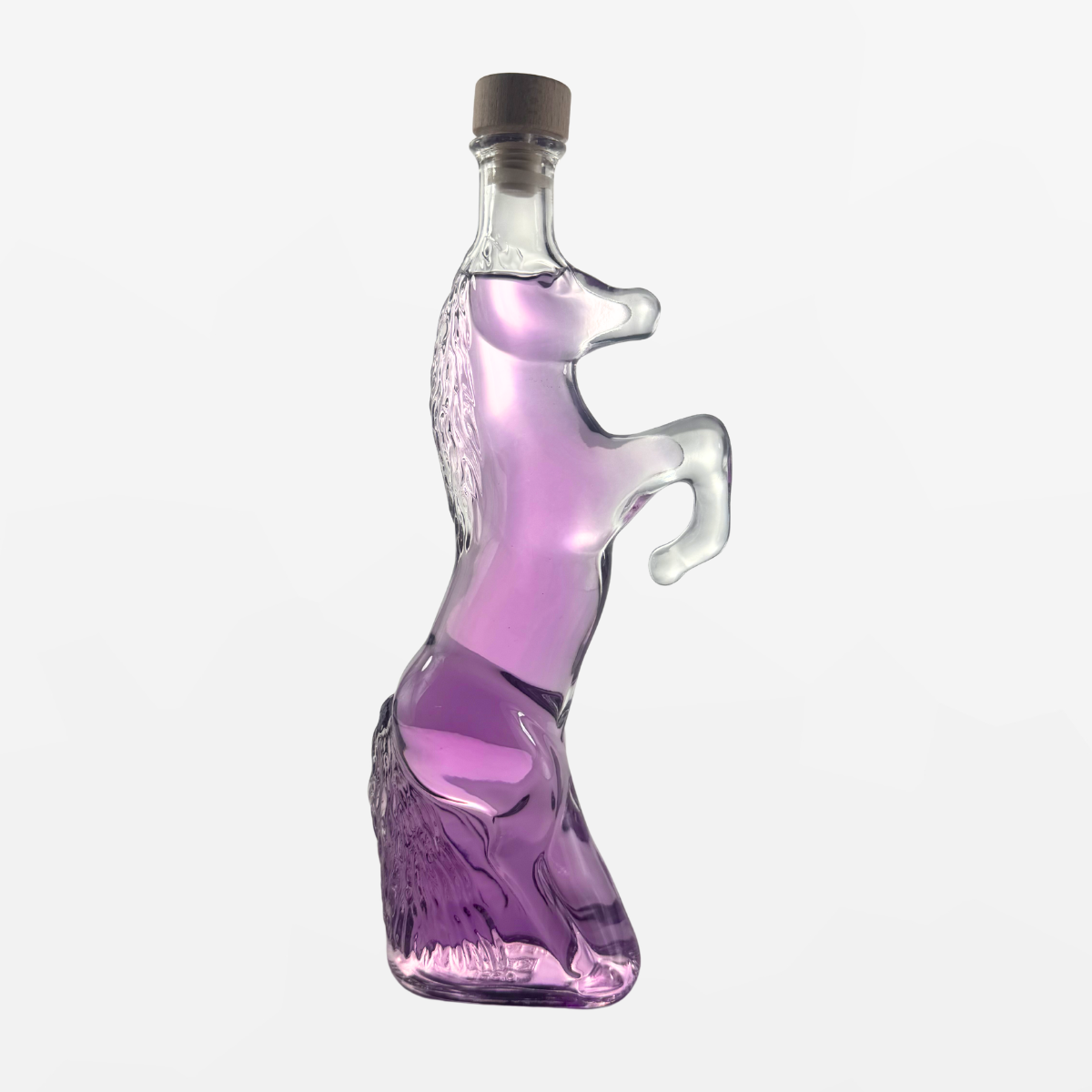 Flaschengeist Horse Birthday Gift — majestic handcrafted glass horse bottle filled with premium spirits, front-facing hero shot on cream background
