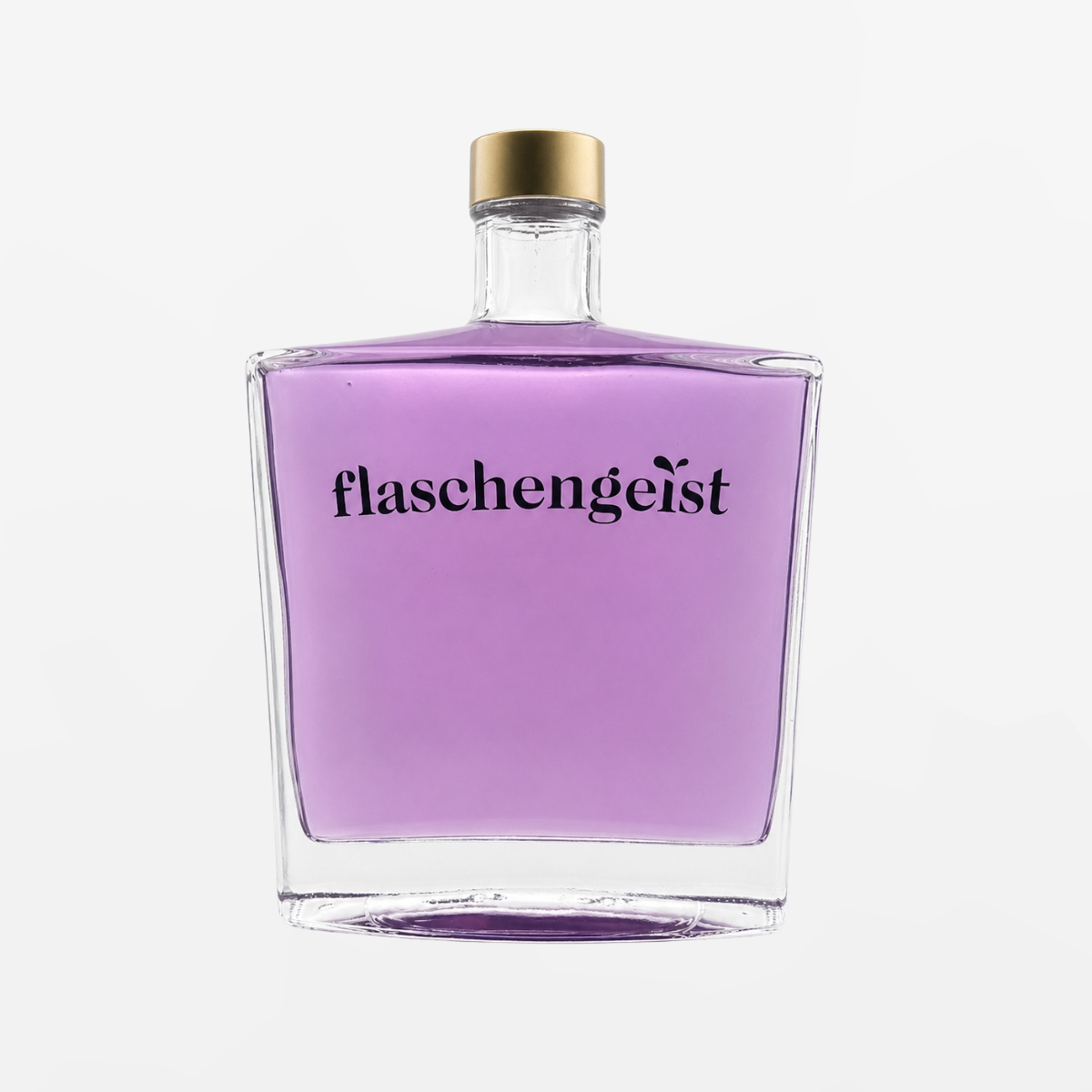Flaschengeist Luxe Decanter Birthday Gift — premium, modern handcrafted glass Luxe decanter bottle filled with premium spirits, front-facing hero shot on cream background
