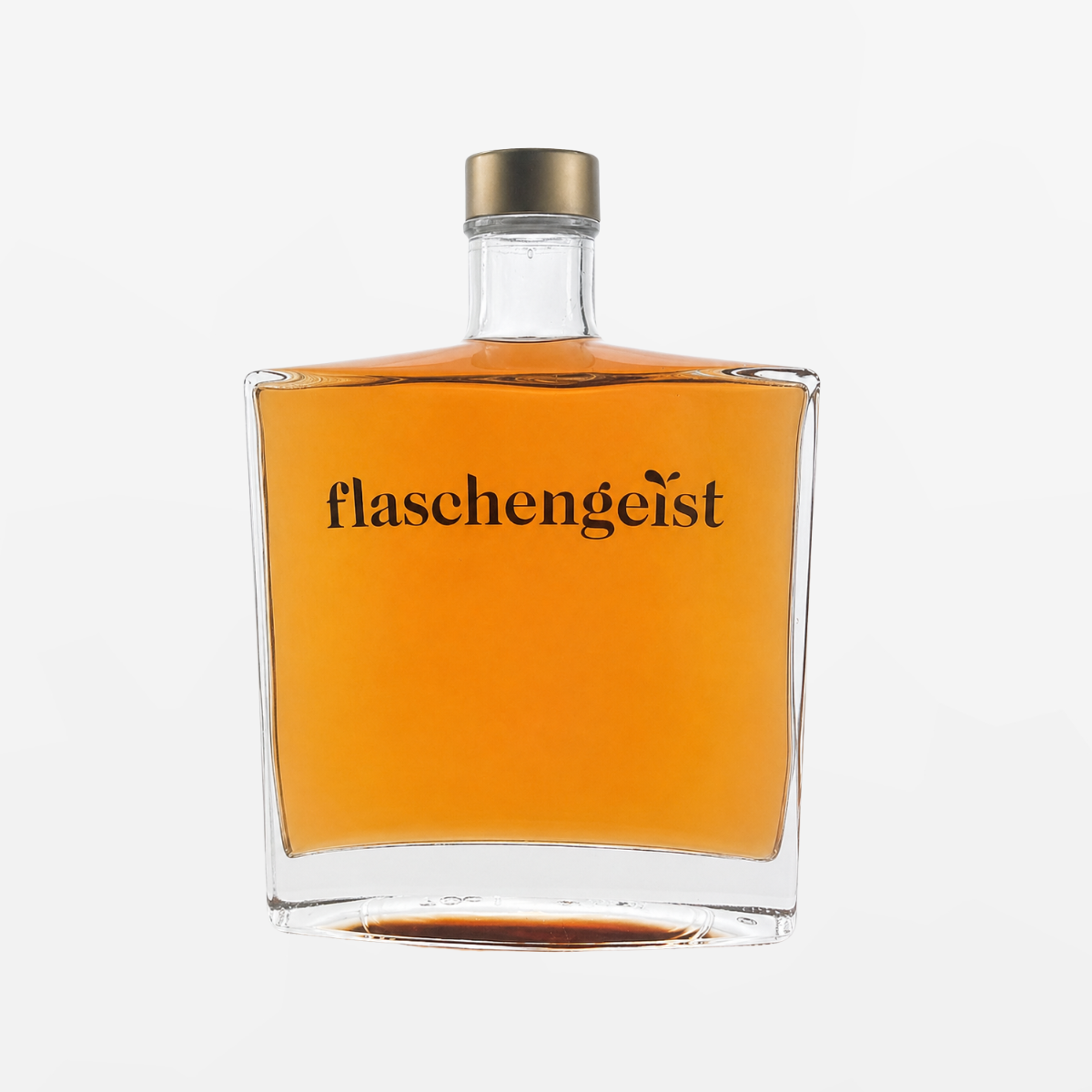 Flaschengeist Luxe Decanter Birthday Gift — premium, modern handcrafted glass Luxe decanter bottle filled with premium spirits, front-facing hero shot on cream background

