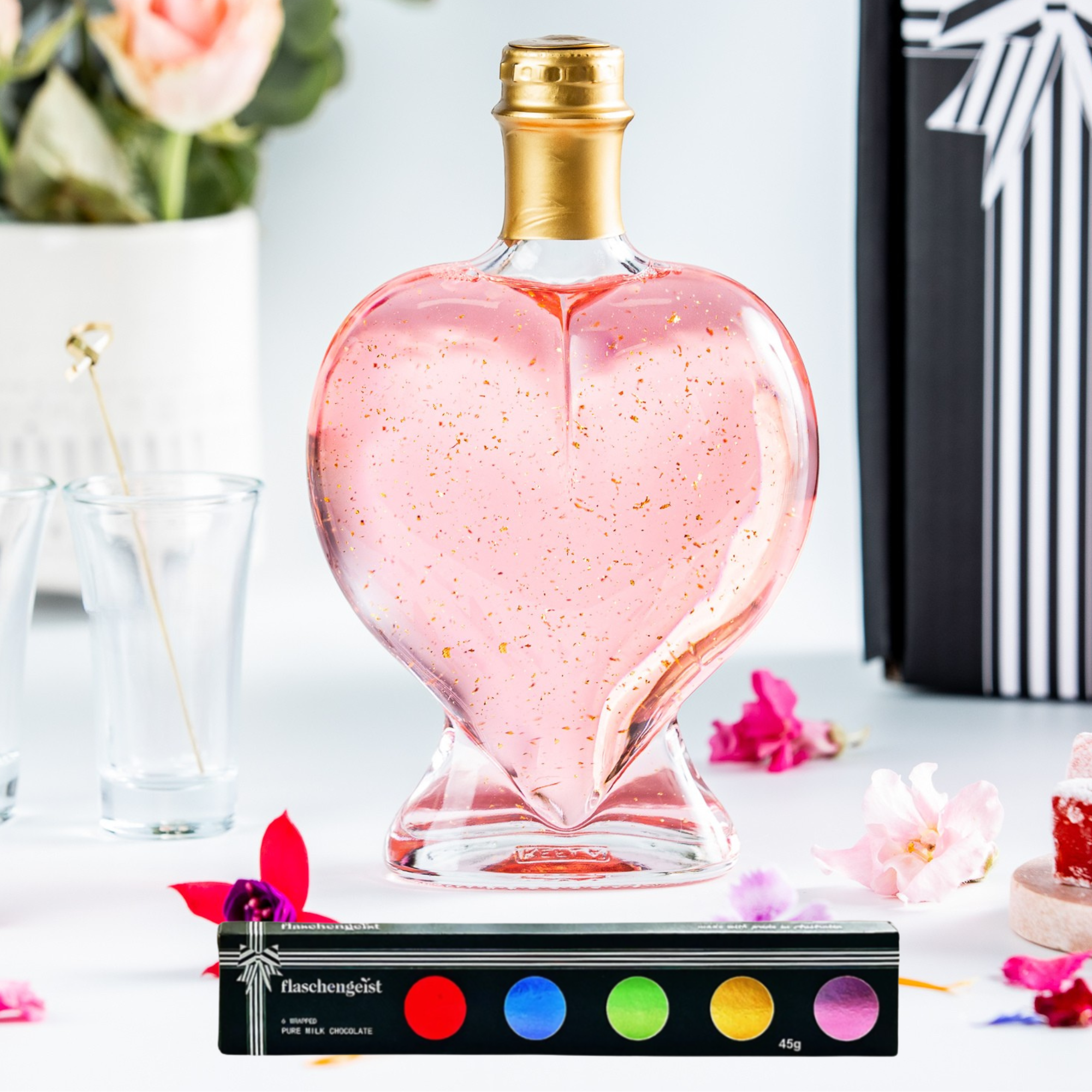 Love Heart Bottle - Gift Box + Chocolates
