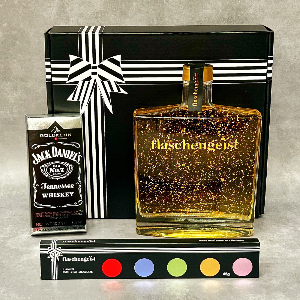 Jack Daniel's Chocolates & Flaschengeist Luxe Decanter with Honey Highland Liqueur + Chocolate Pack