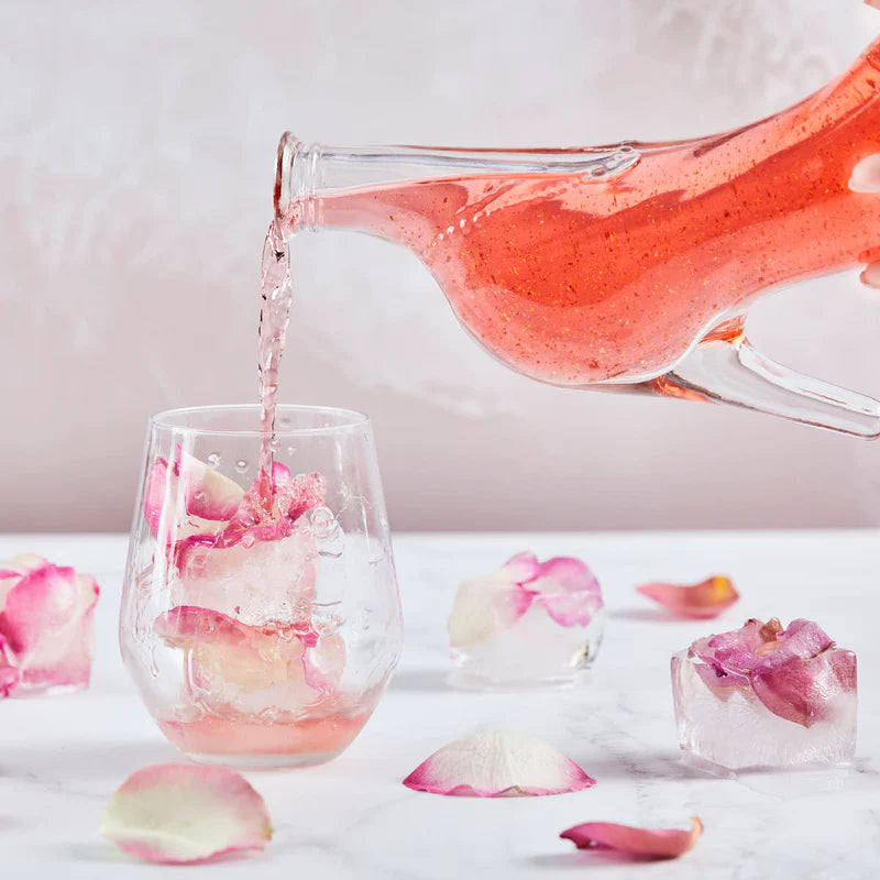 Flaschengeist Shoe Bottle Gift Hamper with Blush Blossom Non-Alcoholic Beverage, 24 Carat Gold Flakes & Fine Chocolates | The Perfect Celebration Gift