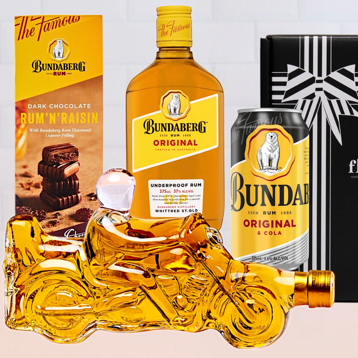 Gift Hamper with Bundaberg Rum and Motorbike Bottle