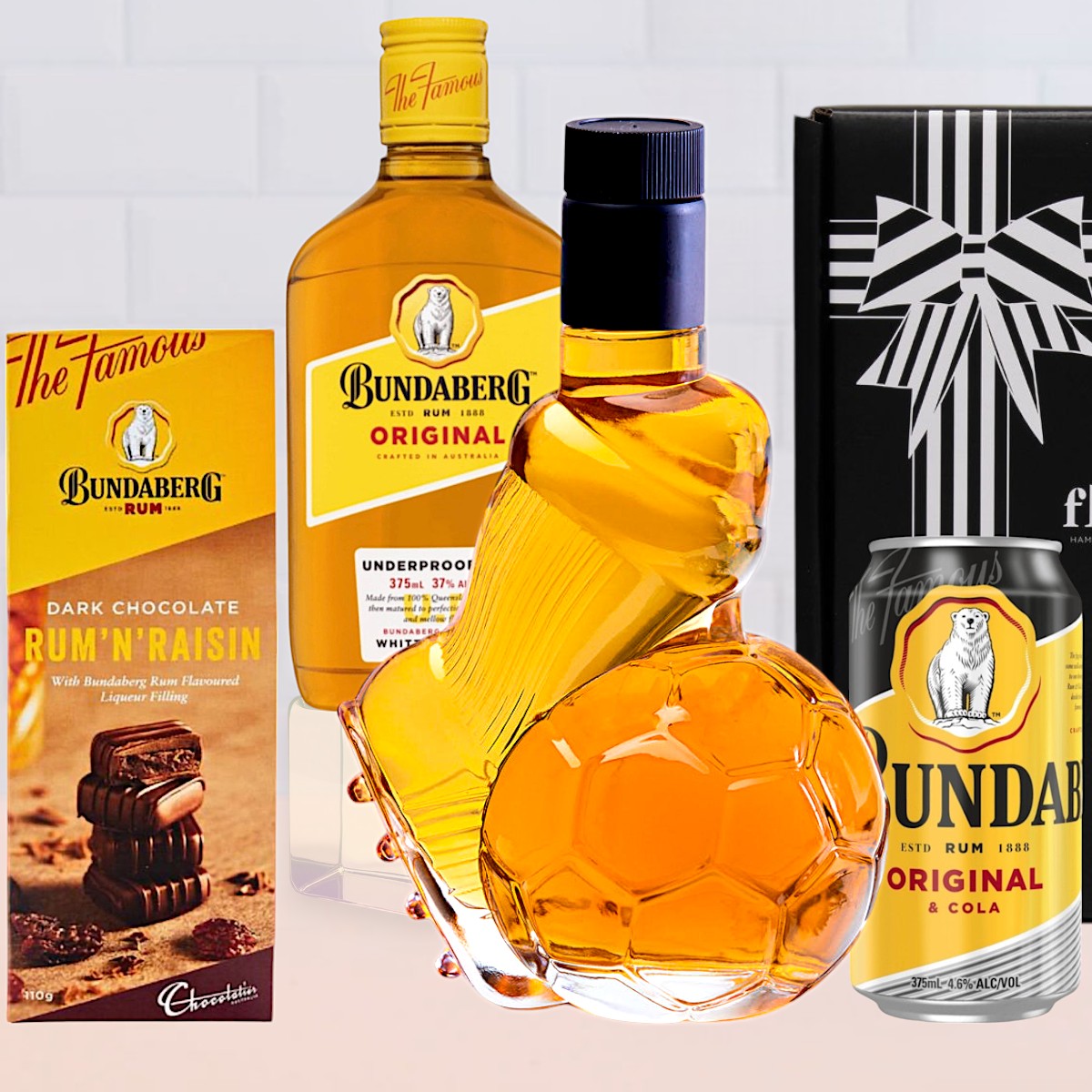 Gift Hamper with Bundaberg Rum and Soccer Ball Bottle