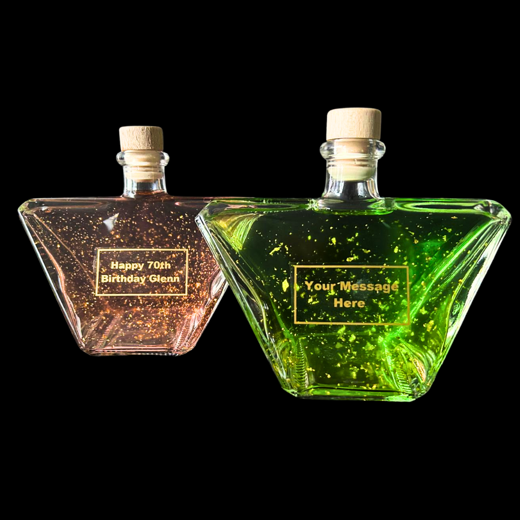 Flaschengeist Amadeus 500ml Decanter + 24 Carat Gold Flakes + Flaschengeist Fine Chocolate + 2 shot glasses Collection | Personalised Luxury Gift