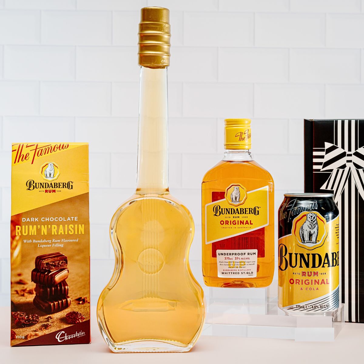 Gift Hamper with Bundaberg Rum and Guitar Bottle