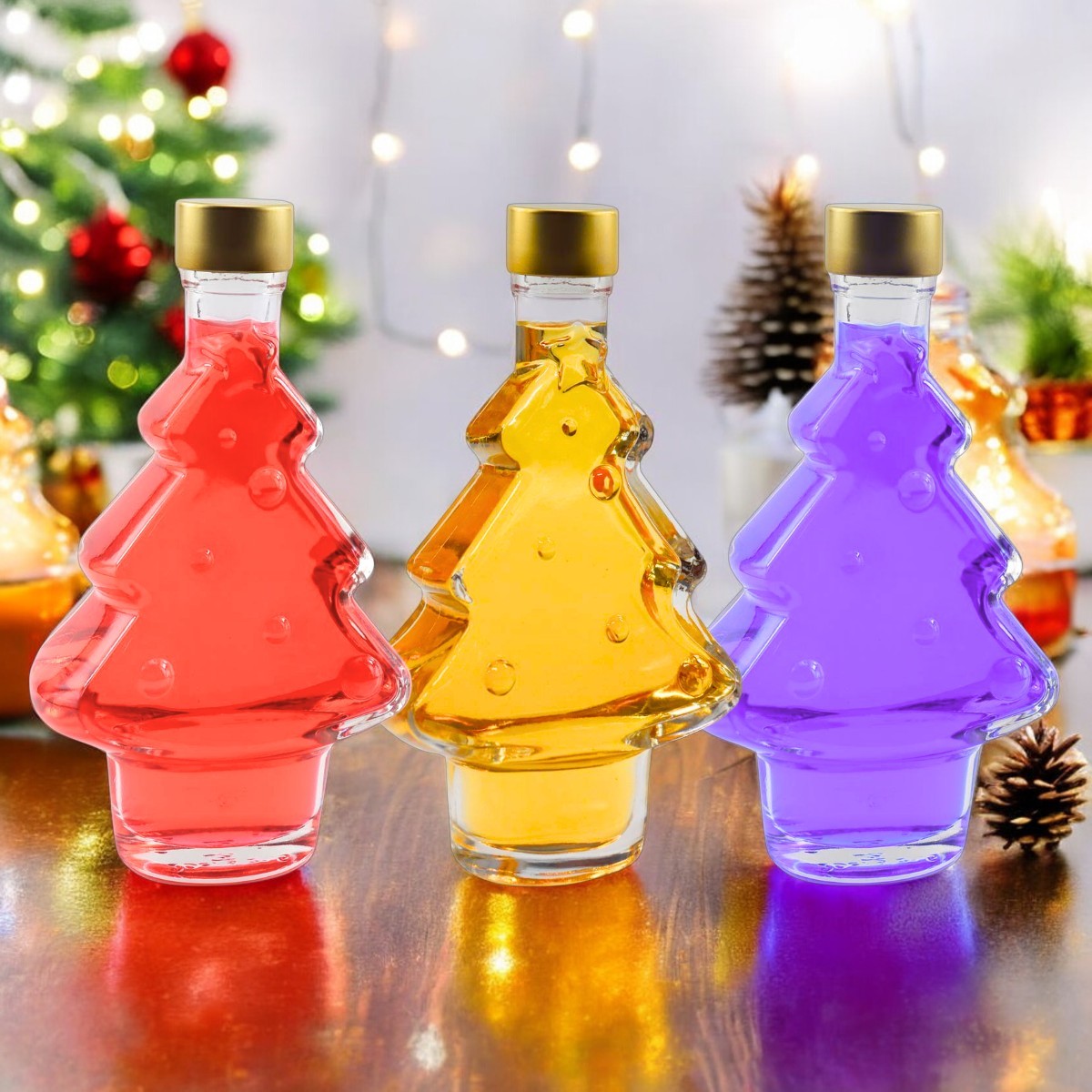 Trio Christmas Tree Bottle Set