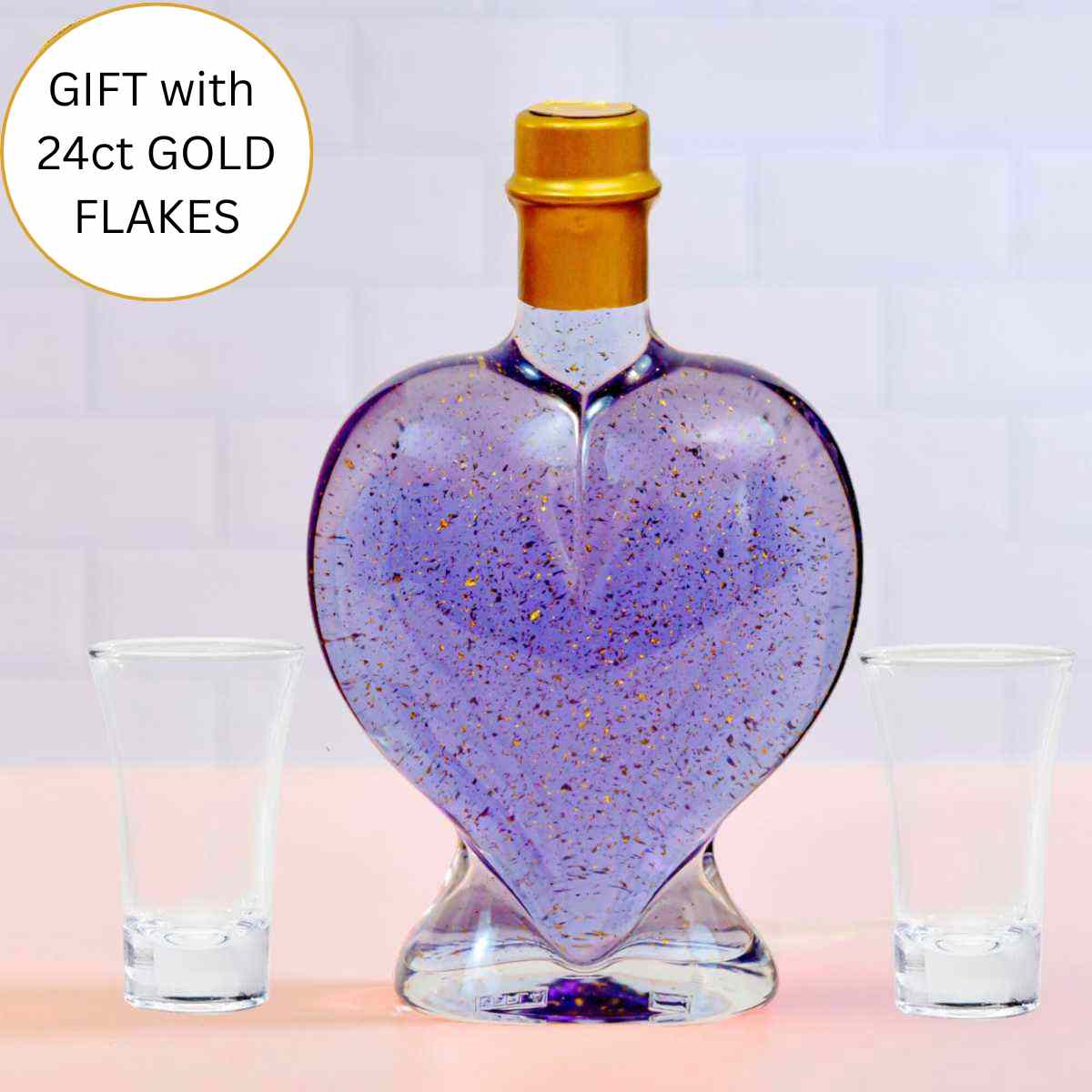 Love Heart Bottle -  Fruit Tingle + 24 Carat Gold Flakes - Gift Box