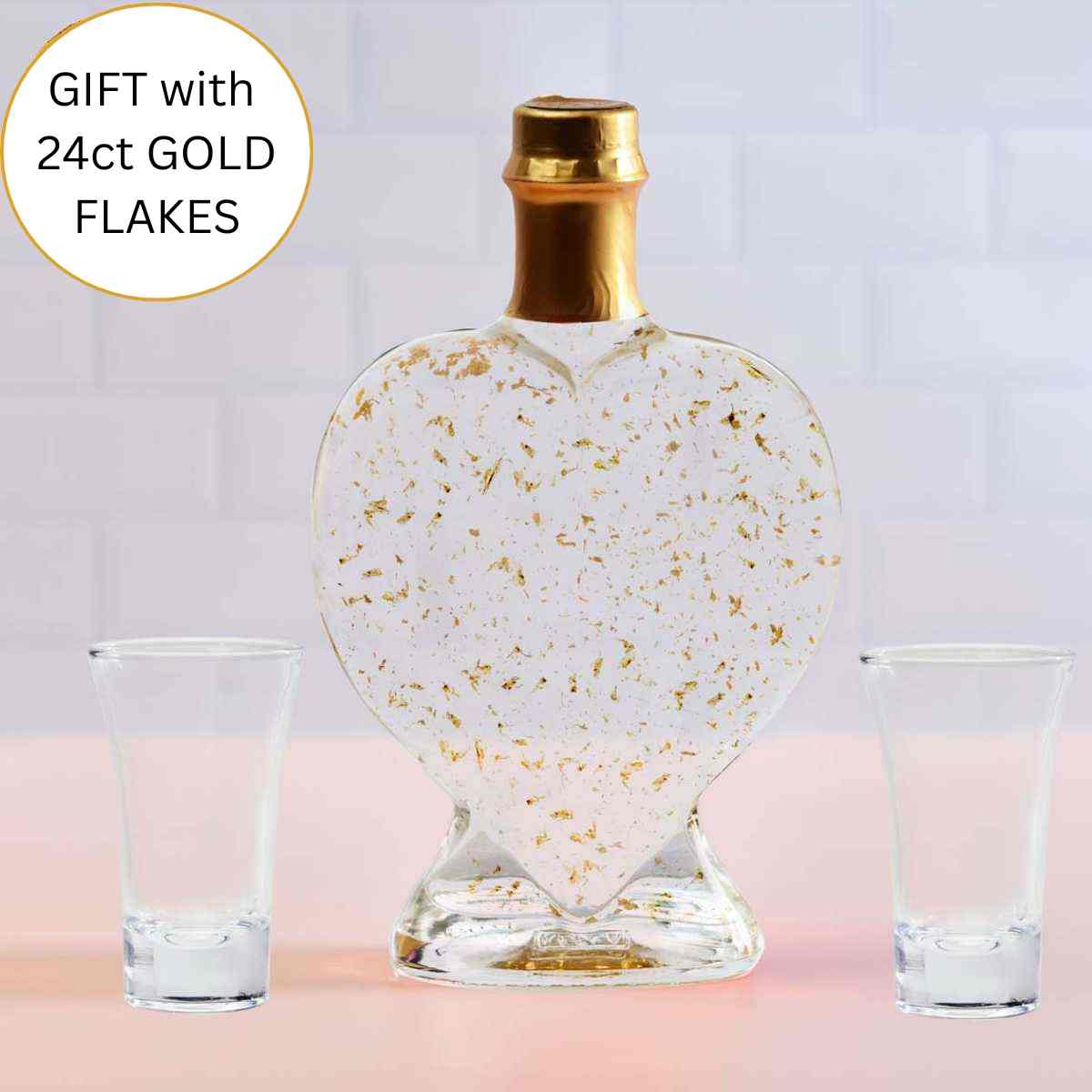 Love Heart Bottle - Vodka + 24 Carat Gold Flakes - Gift Box