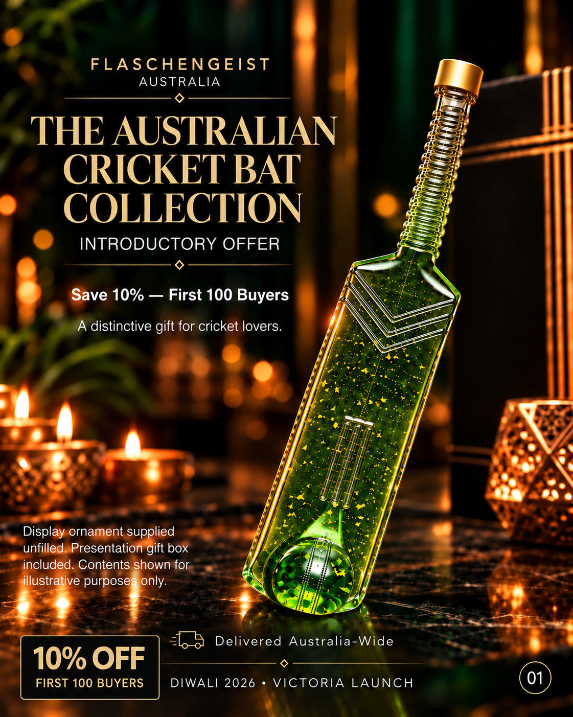 Flaschengeist 350ml Cricket Bat Collection – Diwali 2026