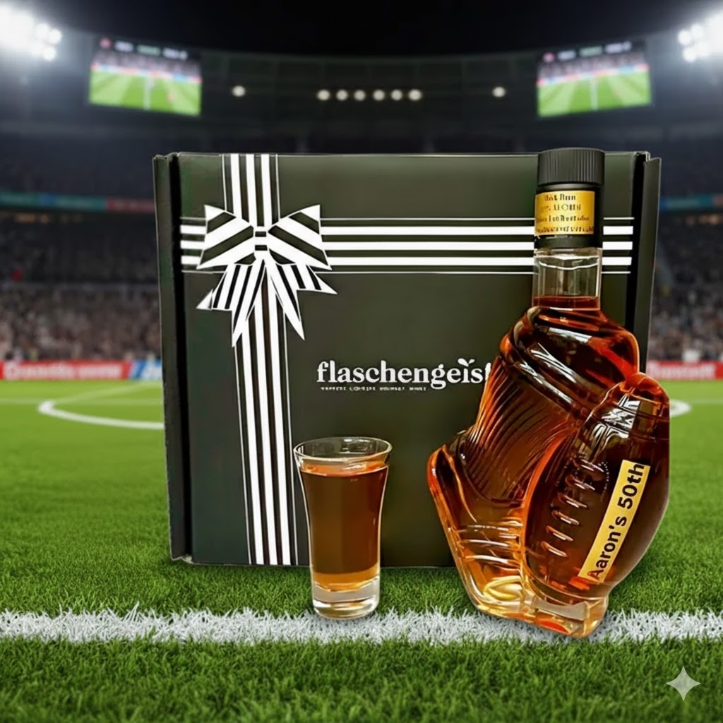Flaschengeist Football Bottle (Personalised) - Gift Box + Shot Glass - An Iconic Gift for AFL & NRL Fans