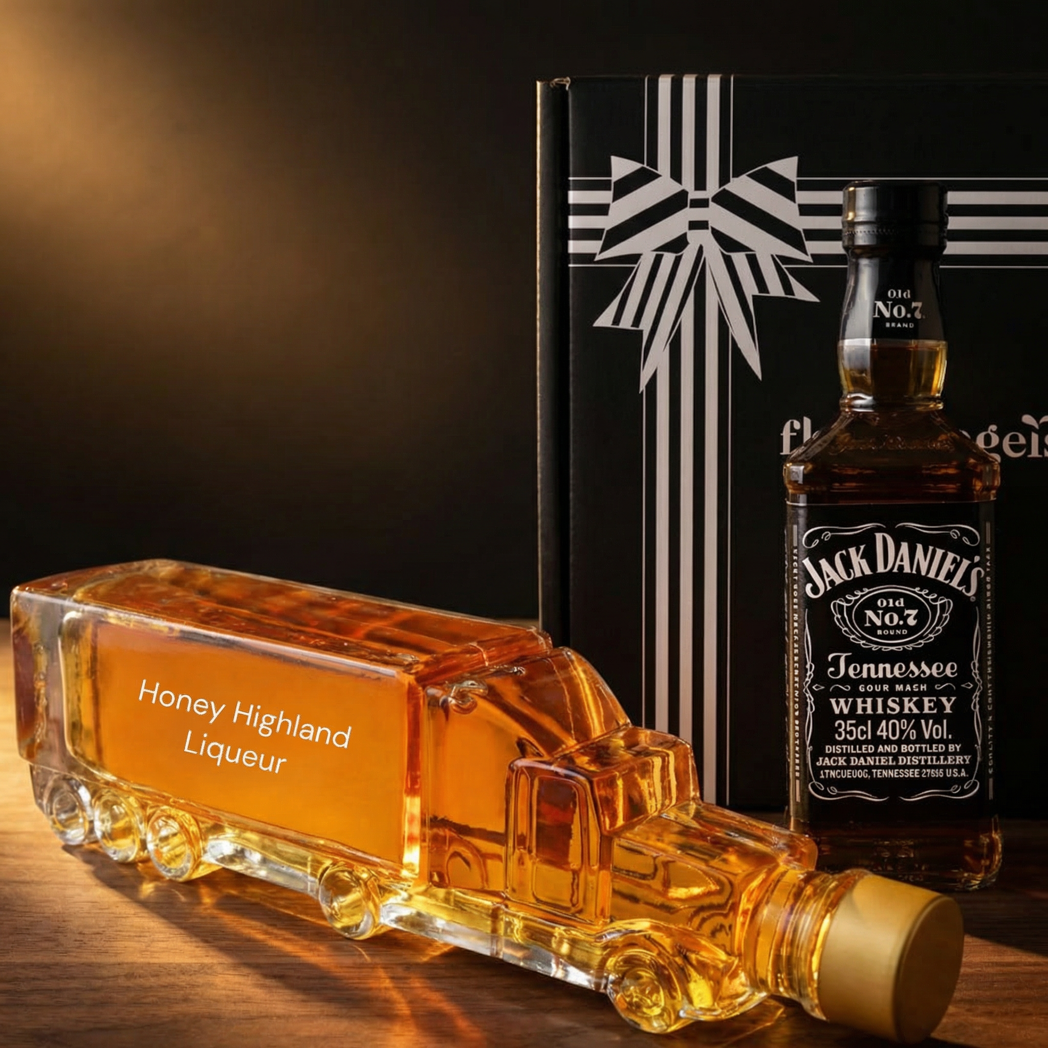 Flaschengeist handcrafted glass truck bottle with premium whiskey pairing